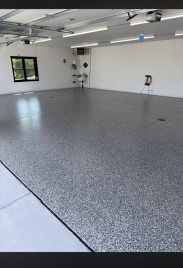 Full flake epoxy system in a large double garage — Epox It Flooring