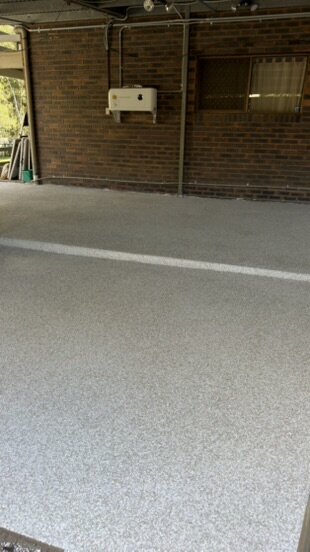Outdoor flake coating on an alfresco / carport slab — Epox It Flooring