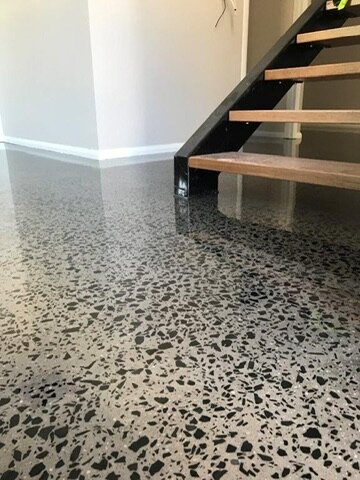 Grind and seal concrete floor with exposed aggregate, gloss finish — Epox It Flooring